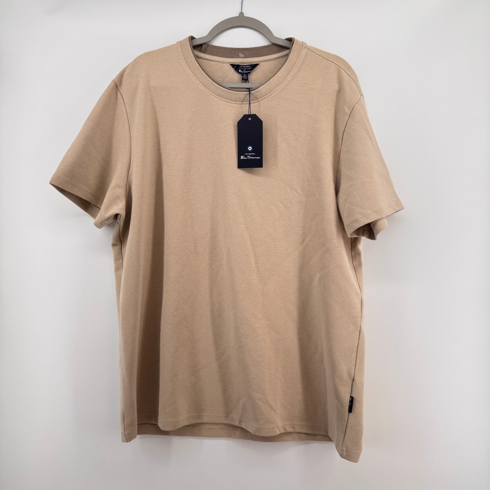 Ben Sherman Mens XL Spice Tan Textured Ottoman Ribbed Knit T-Shirt BS15SK521 NEW